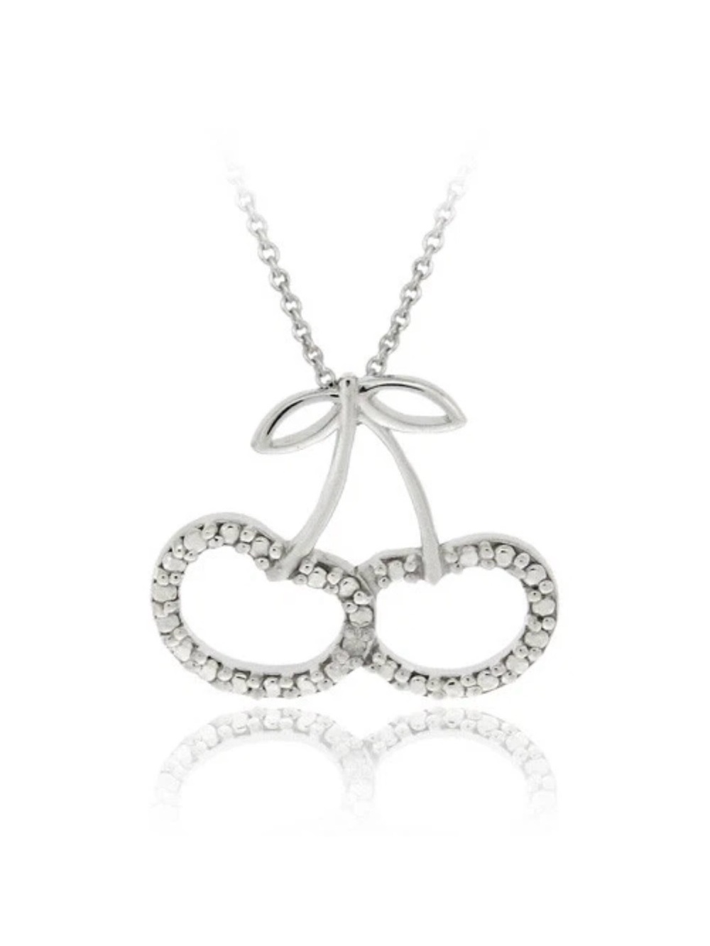 925 Sterling Silver Genuine Diamond Cherry 🍒 Pendant With 16” Box Chain